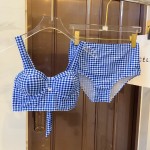 迪奥高弹力休闲套装泳衣 塑腰小背心