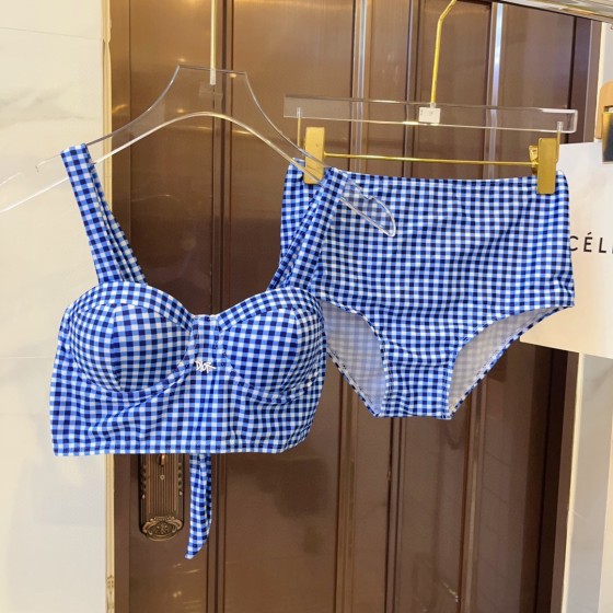 迪奥高弹力休闲套装泳衣 塑腰小背心