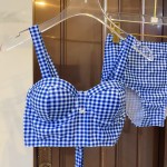 迪奥高弹力休闲套装泳衣 塑腰小背心