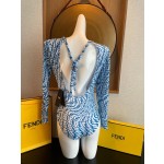 芬迪 长袖连体防晒泳衣