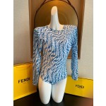 芬迪 长袖连体防晒泳衣