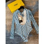 芬迪 长袖连体防晒泳衣