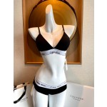 Ck Underwear Women Steelless Triangle Cup with Bra Pads Sexy Sports Bra Low Waist Ck Briefs Swimwear