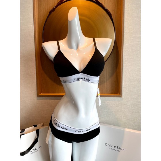 Ck Underwear Women Steelless Triangle Cup with Bra Pads Sexy Sports Bra Low Waist Ck Briefs Swimwear