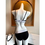 Ck Underwear Women Steelless Triangle Cup with Bra Pads Sexy Sports Bra Low Waist Ck Briefs Swimwear