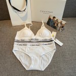 Ck Underwear Women Steelless Triangle Cup with Bra Pads Sexy Sports Bra Low Waist Ck Briefs Swimwear