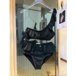 CHANEL Ruffle Irregular One-piece Swimsuit Bikini