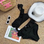 CHANEL Ruffle Irregular One-piece Swimsuit Bikini