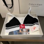 Ck Underwear Women Steelless Triangle Cup with Bra Pads Sexy Sports Bra Low Waist Ck Briefs Bikini Swimwear