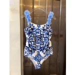 DG High-waisted bikini swimming costume with lace floral straps