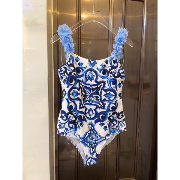 DG High-waisted bikini swimming costume with lace floral straps