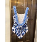 DG High-waisted bikini swimming costume with lace floral straps