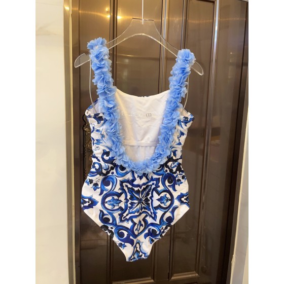 DG High-waisted bikini swimming costume with lace floral straps