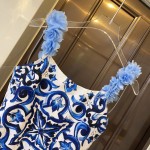 DG High-waisted bikini swimming costume with lace floral straps