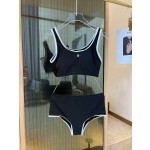 Chanel New Bikini Midi Set Petit Chanel Logo Print Camisole + Triangle Bottoms Separate Swimsuit