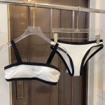 Chanel New Bikini Midi Set Petit Chanel Logo Wrap Tankini + Triangle Bottom Separate Swimsuit