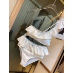 CHANEL Ruffle Irregular One-piece Swimsuit Bikini