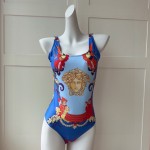 versace new court style lion dading print u-neck halter one piece swimming costume