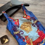versace new court style lion dading print u-neck halter one piece swimming costume