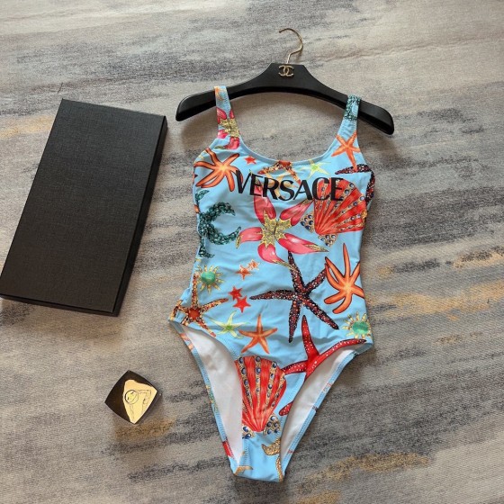 versace new starfish shell print backless u-neck one piece swimming costume
