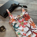 versace new starfish shell print backless u-neck one piece swimming costume