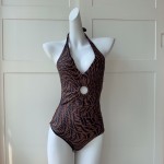 Fendi New F monogrammed metal ring one piece swimming costume