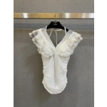 Saint Laurent Pure Black with Wave Lace One-piece Swimsuit