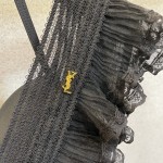 Saint Laurent Pure Black with Wave Lace One-piece Swimsuit