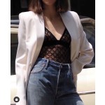 Gucci Letter Embroidered Mesh Camisole Semi-Sheer Sexy Swimsuit