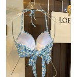 Gucci New split bikini swimming costume halter with steel ring bra + triangle shorts