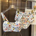 Gucci New split bikini swimming costume halter with steel ring bra + triangle shorts