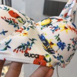 Gucci New split bikini swimming costume halter with steel ring bra + triangle shorts