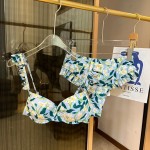 Gucci New split bikini swimming costume halter with steel ring bra + triangle shorts