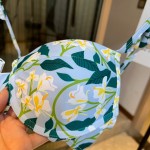 Gucci New split bikini swimming costume halter with steel ring bra + triangle shorts