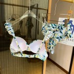 Gucci New split bikini swimming costume halter with steel ring bra + triangle shorts