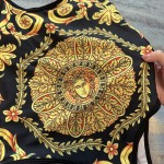 Versac* new court style European and American portrait sun flower pattern printing U-neck halter one-piece swimsuit