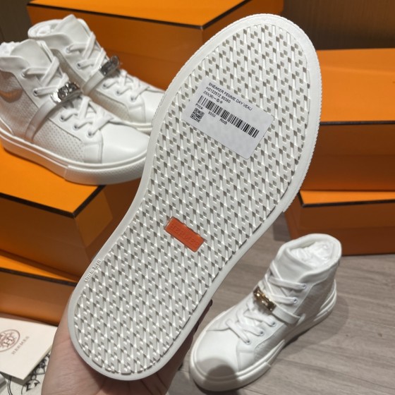 Hermes latest Kelly buckle small white shoes sneakers