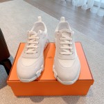 Hermes couple style lace-up color matching casual sneakers small white shoes