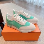 Hermes couple style lace-up color matching casual sneakers small white shoes