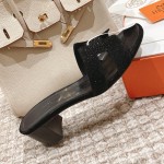 Hermes Oasis diamond face slippers series