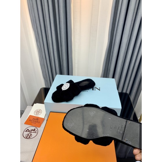 Hermes Autumn and Winter Flat Fur Drags