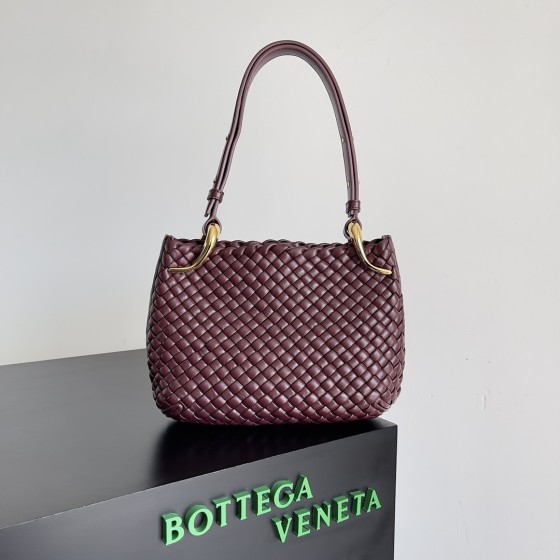 Bottega Veneta Clicker Rounded Bag Small Bordeaux Red #730968