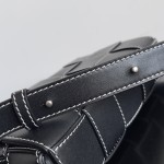 Bottega Veneta bv Cassette embroidered thread five compartment leather handbag black white thread #758105