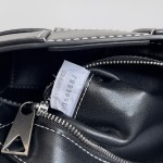 Bottega Veneta bv Cassette embroidered thread five compartment leather handbag black white thread #758105