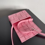 Bottega Veneta bv five compartment oiled wax leather mini ribbon pink #717587