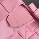 Bottega Veneta bv five compartment oiled wax leather mini ribbon pink #717587