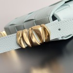 Bottega Veneta Cassette 5-panel lychee print Aqua Duck Blue #666870