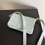 Bottega Veneta Cassette 5-panel lychee print Aqua Duck Blue #666870