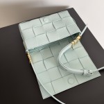 Bottega Veneta Cassette 5-panel lychee print Aqua Duck Blue #666870