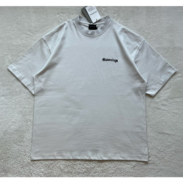 Balenciaga...fuzzy BB small letter print round neck short sleeves